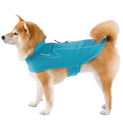 VIVAGLORY Cozywrap Wintermantel Hund, Hundejacke mit Geschirr Öffnung, Fleecejacke Hund Hundejacke, Reflektierend & Verstellbar Fleece Softshell, S, Türkis