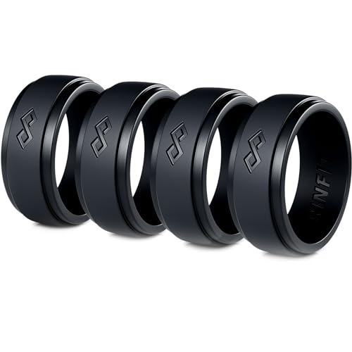 Rinfit Silicone Rings for Men 9mm Wide, 2mm Thick - Mens Rubber Wedding Bands - Infinity Silicone Rings for Him - Patented Design - Pack K, Size 11
