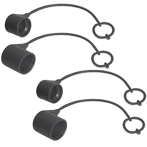 Image of 3 /8 Skid Steer Bobcat Hydraulic Cap Flat Face Air Coupler Cover Male Female Dust Caps and Plug,Fits ISO 16028 Hydraulic Quick Disconnects with Retention Ring Keeps Cap Attached to Hose (BLACK)2 Set