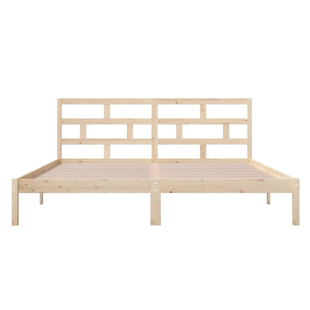 Lite drewno sosnowe z zagłówkiem klasyczny model brąz 135x190cm | Rama łóżka 135x190 cm lite drewno sosnowe z zagłówkiem solidne listwy