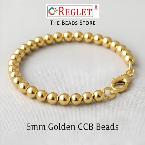 Image of 3000 Pcs Golden Pearl Beads for Jewellery Making Kit | Bead Bracelet Making for Women Girls Kids | Crystal Beads for Craft | Pearls for Craft | 5mm | 200g