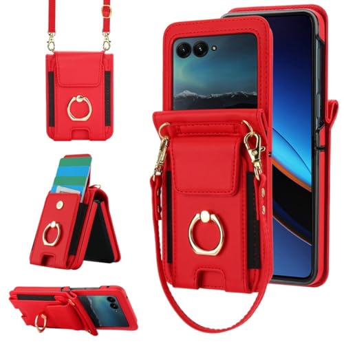 Coque Motorola Razr 60 multifonction avec porte-anneau de support et fente carte