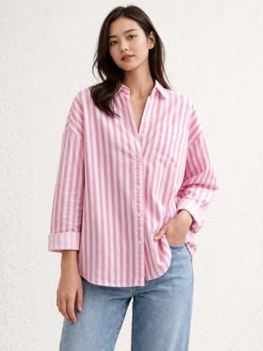 Image of Womens Striped Oversized fit poplin Shirts