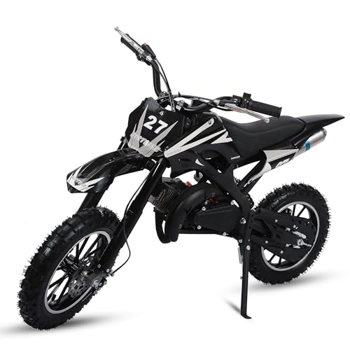 49cc Gas Dirt Bike - 2 Stroke Motorcycle with Off-Road Tires, Dual Disc Brakes &...