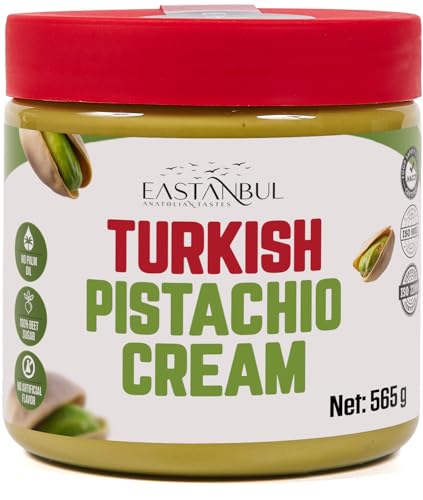 Eastanbul Pistachio Cream 565g Paste for Dubai Chocolate Bar Pistachio Butter Turkish Cream Spread for Dubai Chocolate Bar Kit Smooth Spread for Breakfasts Desserts & Treats No Palm Oil