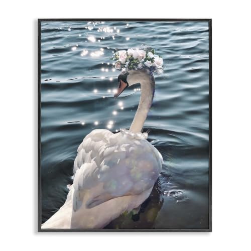 Flower Crown Swan Lake Ripples, 16 x 20 Inch Framed Giclée Print
