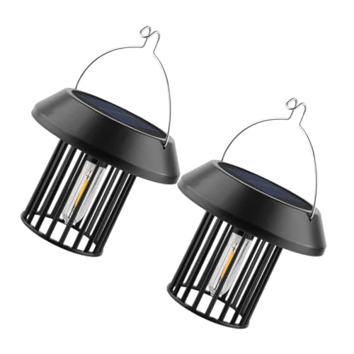 Yardwe 2pcs Solar Powered Decorative Lanterns for Outdoor Garden Patio Energy Efficient Hanging Lights for Pathway and Camping Automatic Off Function Warm Ambient Lighting