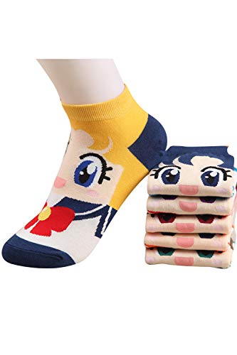 Yancos Sailor Moon Cute Cartoon Socks 6 Pairs, Multicoloured, One Size #TOP6