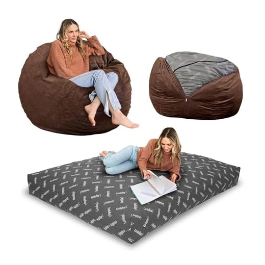 CordaRoy's Chenille Bean Bag Chair, Convertible Chair Folds from Bean Bag to Bed, As Seen on Shark Tank, Espresso - Queen Size