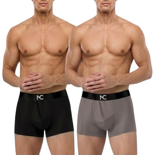 Image of MC Men's Microfiber Boxer Briefs for Men | Ultra Soft, Breathable, Stretchable Innerwear | Moisture-Wicking Trunks | Comfortable Elastic Waistband | Pack of 2