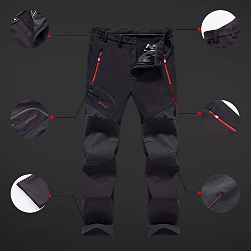 Minetom Damen Herren Wanderhose Outdoorhose Wasserdicht Softshellhose Winddicht Warm Gefüttert Winterhose Skifahren Schnelltrocknende Trekkinghose Damen Schwarz Small