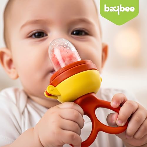 Image of Baybee Silicone Fruit Nibbler & Baby Food Feeder | Baby Teether & Pacifier for 3+ Months Toddlers | Babies Fruit & Food Veggie Teether for Infants | Hygenic & BPA Free Extra Soft Organic- Pacifier