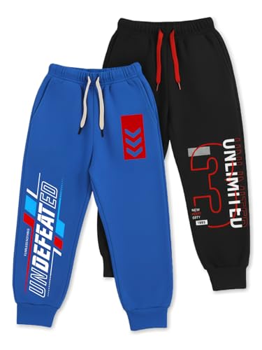 Image of Trampoline Kids Cotton Blend Trackpants Pack of 2 with Drawstrings & Ribbed Cuffs | Vibrant Printed Joggers for Boys & Girls | Soft Waistband & Side Pockets | Everyday Comfy Wear