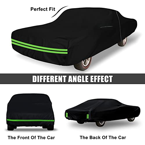 Image of Waterproof Car Cover Replace for Pontiac GTO 2 Door Hardtop & Coupe 1964-1972, 210T All Weather Classic Car Covers with Zipper Door & Lock for Snow Rain Protection