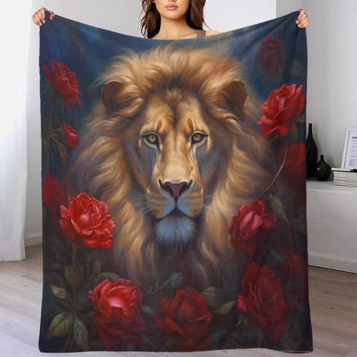 Plaid chaud lion 3D anti-froid grand format microfibre lavable - 4