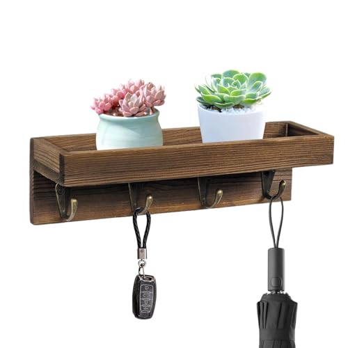 Estantería flotante rústica – Organizador de almacenamiento de pared, llavero decorativo, expositor de madera | Estantería flotante multiusos para sala de estar, cocina, baño, granja, oficina