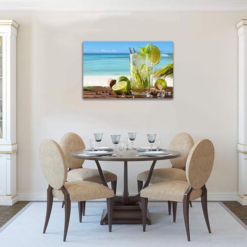 Tableau décoratif en toile cuisine boisson citron vert affiche murale 30x45