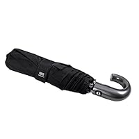 Folding Umbrella for Men - Mini Golf Windproof Brolly Automatic Open Close - Plain Colour - Compact and Resistant with Teflon Coating - Diameter 118 cm - Perletti Technology - Black