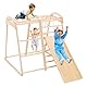 Siairo 8 in 1 Klettergerüst Indoor für Kinder, Indoor Spielplatz Jungle Fitnessstudio Holz Kletter Spielset mit Rutsche, Schaukel, Affen Bars,Kletterwand, Kletterseil, Spielplatz für Kinderzimmer