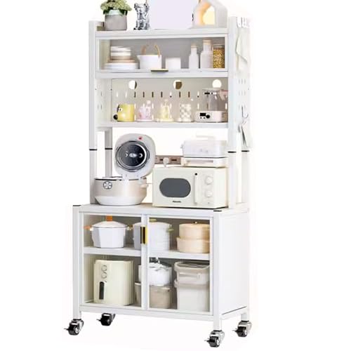 Meuble De Rangement avec Roulette Fabriqué en Acier Au Carbone Grossièrement Trempé Étagère De Rangement À 6 Niveaux Meuble Cuisine avec Plan De Travai(82 * 44 *...