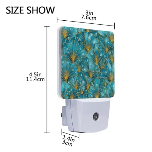 Lámpara de noche LED con sensor azul turquesa y conchas miniatura 3