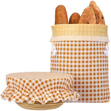 HULISEN Beeswax Bread Bags for Homemade Sourdough, Reusable Bag with Cotton Bowl Cover, Freezer-Safe Bread Storage for Freshness, Bees Wax Bag, Plastic-Free, Large Capacity, Portable