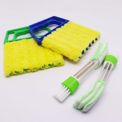 Image of 4pcs Blind Cleaner Duster Tool, Blind Duster for Vinyl Blinds Window Venetian 7 Finger Dusting Cleaner Brush for Window, Air Conditione Dust Dirt (Blue & Green)