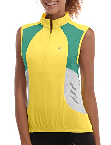 Image of Little Donkey Andy Women's Half Zip Breathable Cycling Vests Reflective Sleeveless Jerseys Shirts Golf 4 Rear Pockets