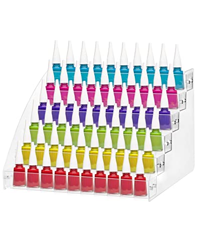 QWORK® 6 Tiers Nail Polish Holder Organizer, Acrylic Nail Polish display shelf, Clear Nail Polish Rack, Holds about 60 Bottles - Image 4