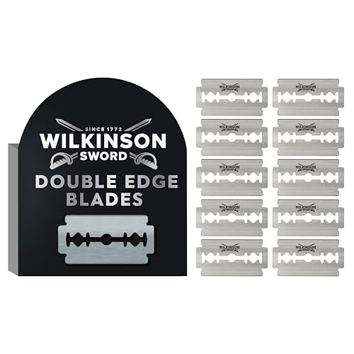 WILKINSON SWORD Double Edge Blade Refills for Men Pack of 10 Razor Refills with Triple Coated Blades for Comfortable Shave