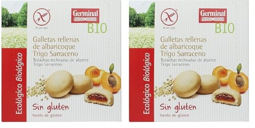 Germinal Galletas BIO de Trigo Sarraceno Rellenas de Albaricoque, sin Gluten - 200g (Paquete de 2)