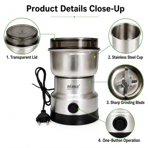 Image of Mini Mixer Grinder for Coffee Beans, Masala & Dry Grinding, Small Size