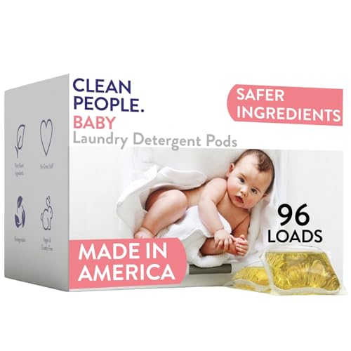 Image of The Clean People Laundry Detergent Pods - Recyclable Packaging, Hypoallergenic, Stain Fighting - Ultra Concentrated, Laundry Soap - Baby (Unscented), 96 Pack