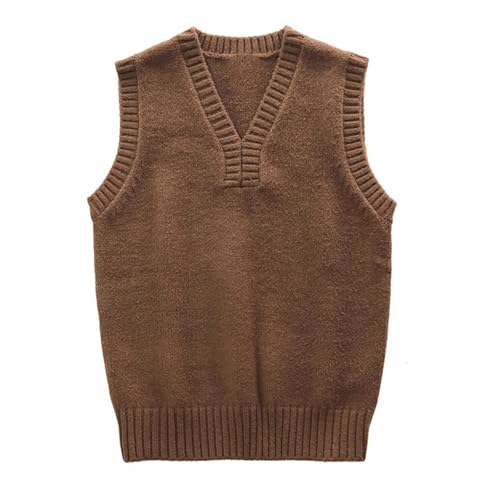 Men's V-Neck Pullover Sweater Vest Vintage Casual Sleeveless Knit Vests Basic Sweater Tops