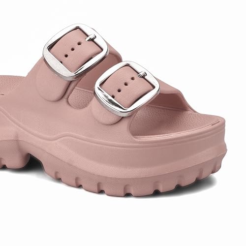 Image of ASIAN Femina-19 Women's Chunky Sole Slippers | Soft Cushioned Comfort | Adjustable Double Buckle | Anti-Slip, Lightweight Slides