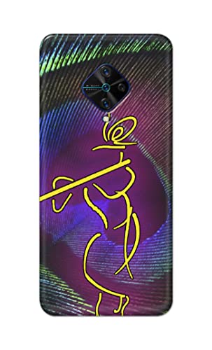 Image of PRINTFIDAA Lord Krishna On Peacock Feather Hard Back Cover for Vivo S1 Pro Back Cover -(P6) KAT1007