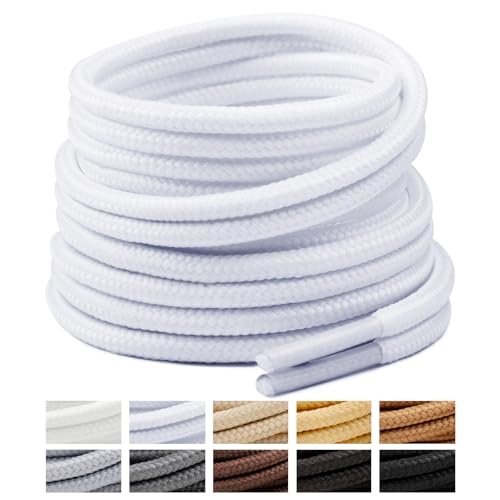 Image of Handshop 2 Pairs Round Boots Shoelaces, Heavy Duty Outdoor Shoe Laces | Replacement Shoestrings for Hiking, Running, Sporting Shoes and Work boots, Sturdy and Robust, 28 Colors, 30-63 inch Length