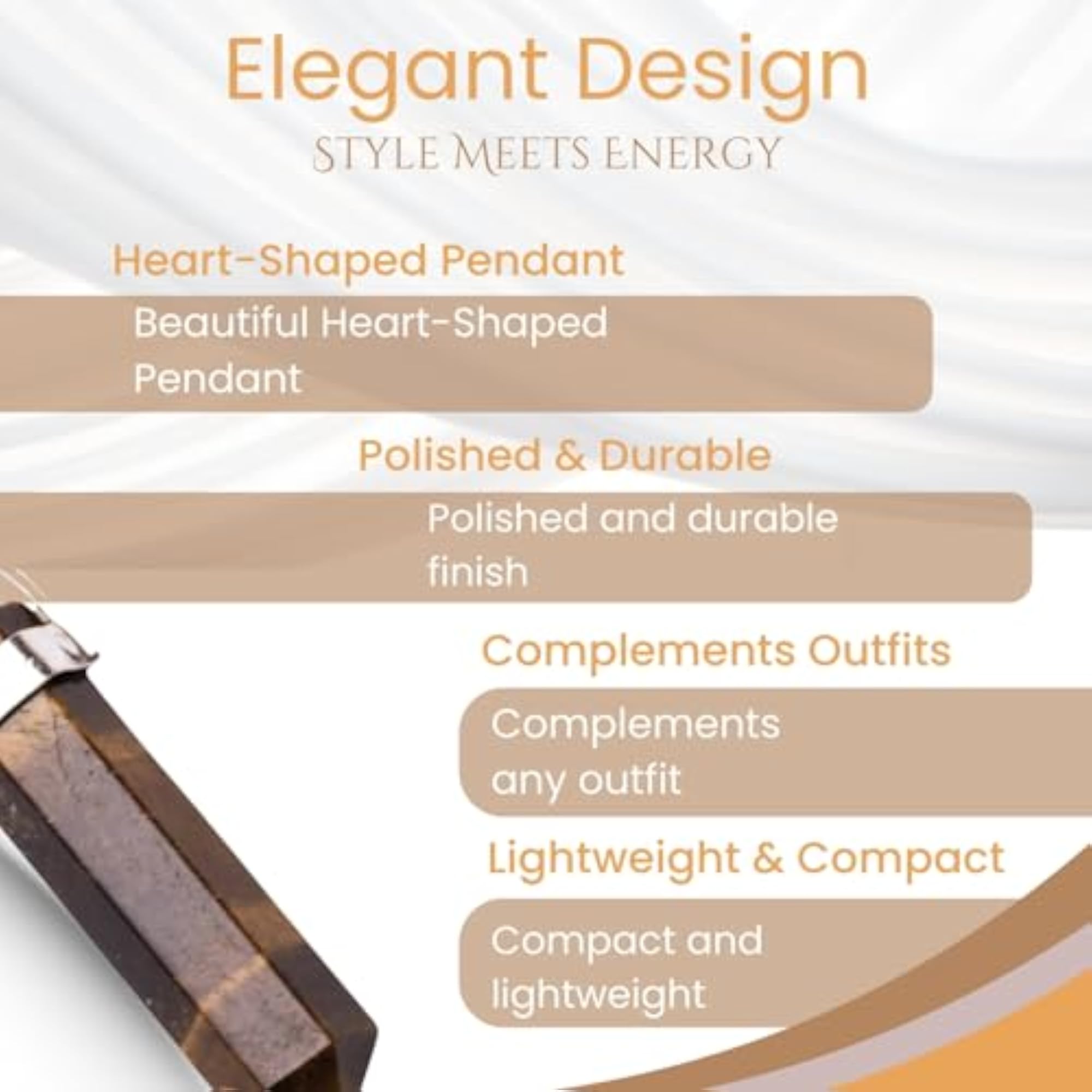 Tiger Eye Pendant Pencil Shape Healing Crystal Locket