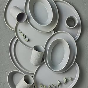 KATACHI Stoneware 32-Piece Dinnerware Set, Grey