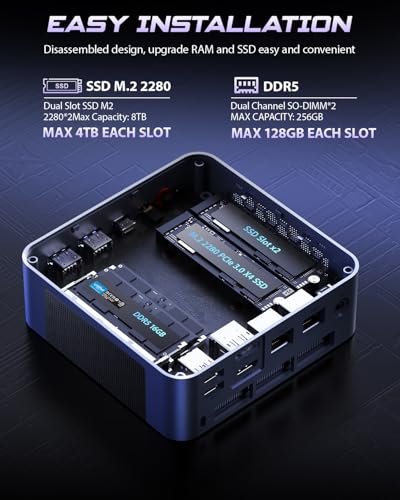 Image of BOSGAME P3 MIX Mini PC, Mini Desktop Computer with AMD Ryzen 5 7640HS (up to 5.0 GHz), 16GB DDR5, 512GB PCIe SSD, 4K Triple Display, USB 4.0, Dual 2.5G LAN & Wi-Fi 6E & BT5.2, for Home, Office, Gaming
