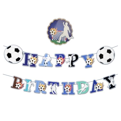 Image of Atpata Funky Football Theme Foil Balloons - 18 Inch Round Football Shape Foil Balloons for Kids Sports Themed Birthday Party Decor and Goal theme Celebrations (Banner Happy Birthday)