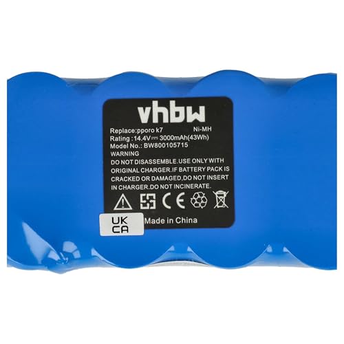 vhbw Akku kompatibel mit Mamirobot K3, K5, K7, KF5, KF7, 416, 461 Staubsauger (3000mAh, 14,4V, NiMH)
