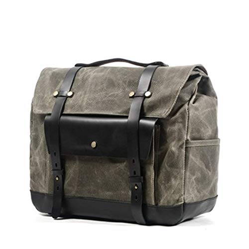 Alforjas Moto,Bolsa Trasera Moto Alforjas de la motocicleta impermeable de cuero de la lona de la vendimia de una silla bolsa de montar a caballo del recorrido del almacenaje de equipaje(Gray)