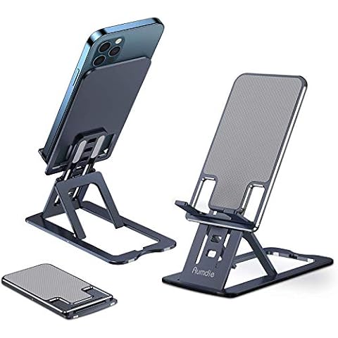 Cell Phone Stand, Angle Height Adjustable, Live4Gadgets Foldable Stands For Desk, Friendly Phone Holder Stand for Desk, Compatible with All Mobile Phones, iPhone, Switch, iPad, Tablet(4-10in) - Grey Cover