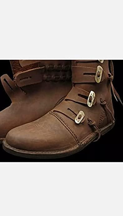 Medieval Leather Shoes Medieval Leather Loafer Boot Caribbean Pirate Costume boot genuine leather Wood buckle