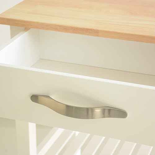 Miniatura 7 de Isla de cocina rodante y carrito de cocina con 2 cajones, 2 estantes de almacenamiento, toallero y dos ruedas giratorias con bloqueo, mesa de