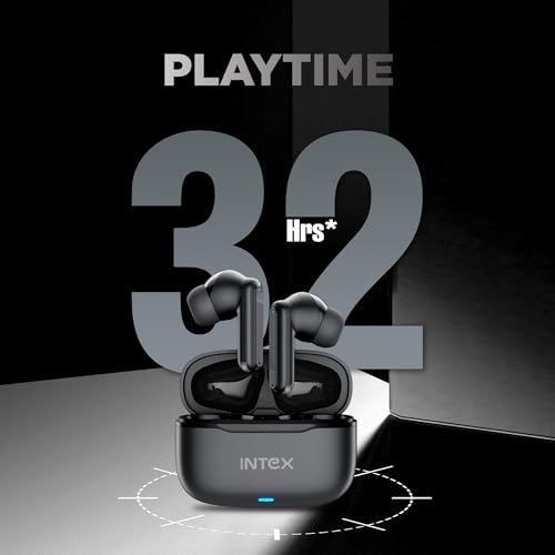 Image of Intex Buds NEO TWS Bluetooth Earbuds with AI ENC, Deep Bass, Type-C Charging, 32H Playtime, Low Latency, Touch Control, Voice Assistant, Wireless Earphones (Black)