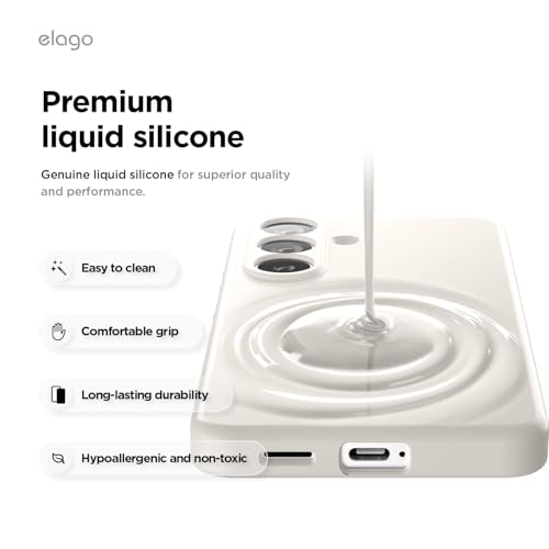 Image of elago Premium Magnetic Silicone Case for Galaxy S26 Plus | Compatible with MagSafe Accessories, Protective Cover, Shockproof, Slim, Anti-Scratch Soft Microfiber Lining (Stone)