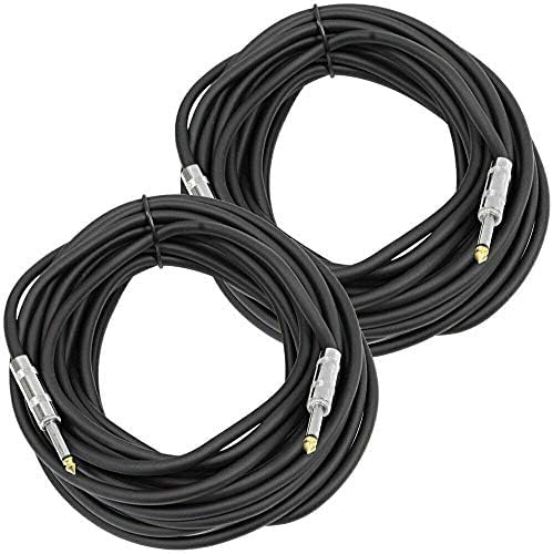 Paquete de 2 cables de altavoz mono PA DJ calibre 12 GA de 14 a 14 de 25 pies