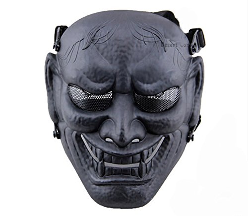 Phoenix Outdoor Japanese Samurai Metal Mesh Full Face Protective Airsoft Mask -Permance Goggle-Black-Halloween Mask